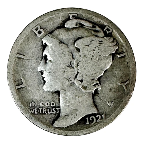 US 1921 P Mercury Silver Dime VG Philadelphia Key Date 10C