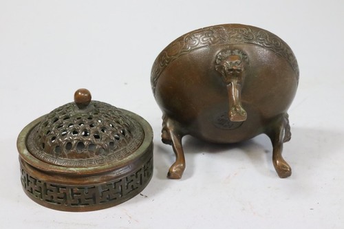 Räuchergefäß Dose Censer Bronze signiert China (GU489) - Bild 9 von 10