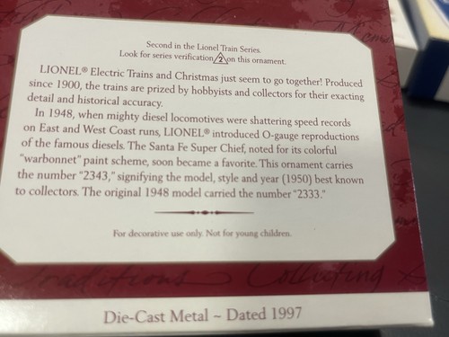 Hallmark Lionel Train Ornaments Lot of 3 Die-cast Metal - Picture 3 of 22