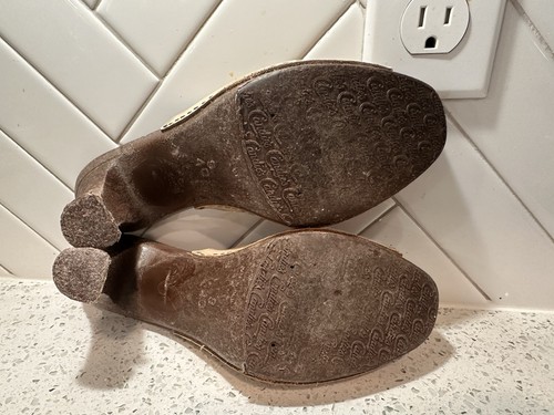 Vintage 80er Candies Original Sandalen taupe beige sexy High Heels Pantoletten 9 / 40 - Bild 11 von 12