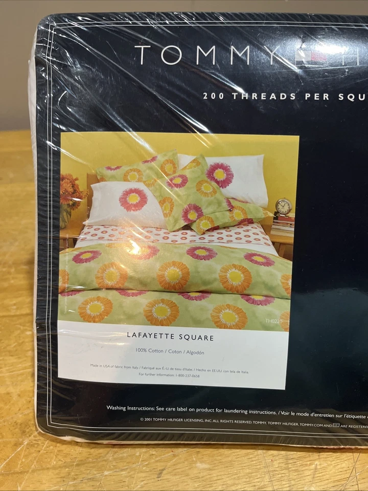 Tommy Hilfiger Lafayette Cuadrado Flor Margarita 200 Unidades Doble Hoja Plana 66"x96" Foto 3 de 4