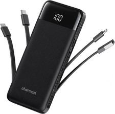 Portable Charger with Built in Cables, Portable Charger with Cords Wires Slim