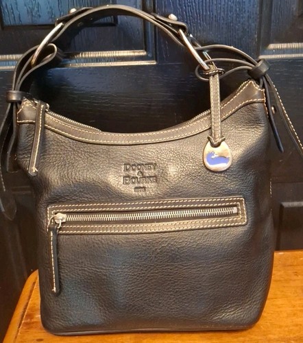 Bolso de Mano DOONEY BOURKE 1975 Cuero Guijarro Negro Este Oeste Bolso de Hombro HOBO Cartera
