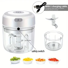 Naibsan 8.45 Oz Wireless Mini Food Processor Vegetable and Meat Chopper - White