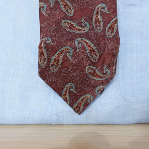 Vintage HOBY Krawatte Herren rot Paisley Seide Western Boho Anzug Kleid Krawatte - Bild 2 von 8