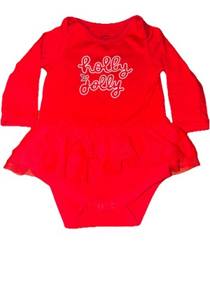Cat & Jack Baby Girl 0-3M Holly Jolly Tutu Bodysuit Red Holiday Christmas Outfit