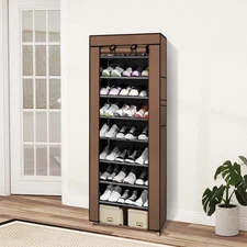 10-Tier 9 Shelf Shoe Rack Dustproof Storage Shoes Closet Organizer Freestanding