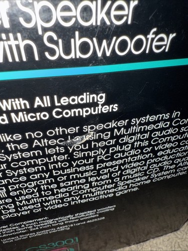NUR BOX!!!! VINTAGE RARE Altec Lansing ACS300.1 2.1 PC Foldable Speaker System - Bild 7 von 11