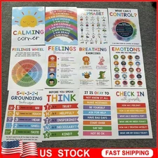 12 Pieces Calming Corner Posters, Feelings Chart For Kids,Calm Down Corner