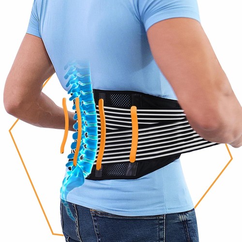 Back Brace for Lower Back Support with 4 Stainless Steel Support Breathable - Picture 1 of 5
