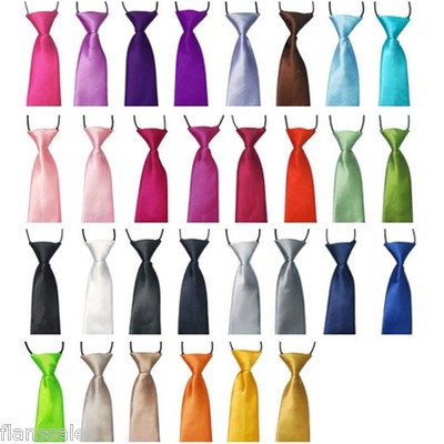 Satin Elastic Neck Tie Wedding Birthday Prom Boys Children School Kids Tie Cute