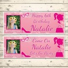 2 PERSONALISED DOLL THEME BIRTHDAY BANNERS