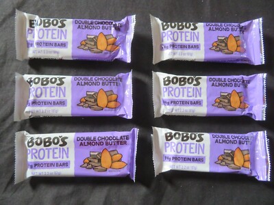 (6) Bobo's Protein Bars Double Chocolate Almond Butter Flavor 2.2 Oz Each