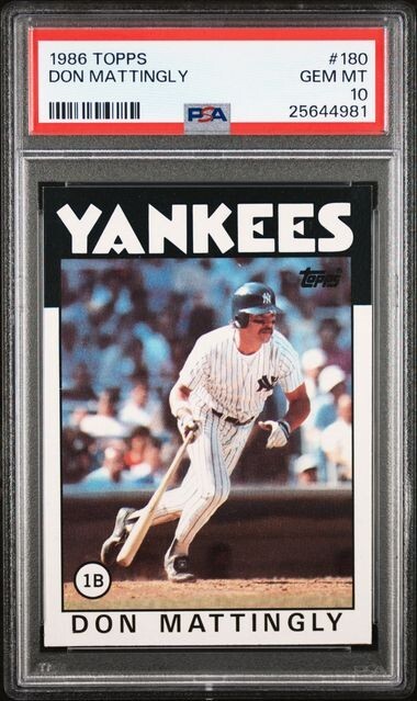 1986 Topps #180 Don Mattingly Card PSA 10 GEM MT RARE Pop 193 New York Yankees