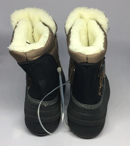 Winter Snow Ski Boots Insulated Warm Kids Boys 11 NEW Brown Grey Blck Waterproof - Picture 3 of 15