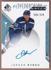 2018-19 SP Authentic Future Watch #208 Jordan Kyrou RC AUTO /999 - BLUES