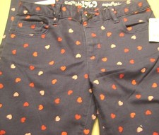 NWT GIRLS GAP 1969 SUPER SKINNY HEART PRINT DENIM JEANS SIZE 12 REGULAR-NAVY BLU