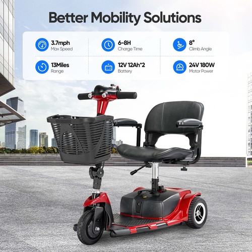3 Wheel Folding Mobility Scooter Power Wheel Chairs Electric Device Compact New - Picture 13 of 26