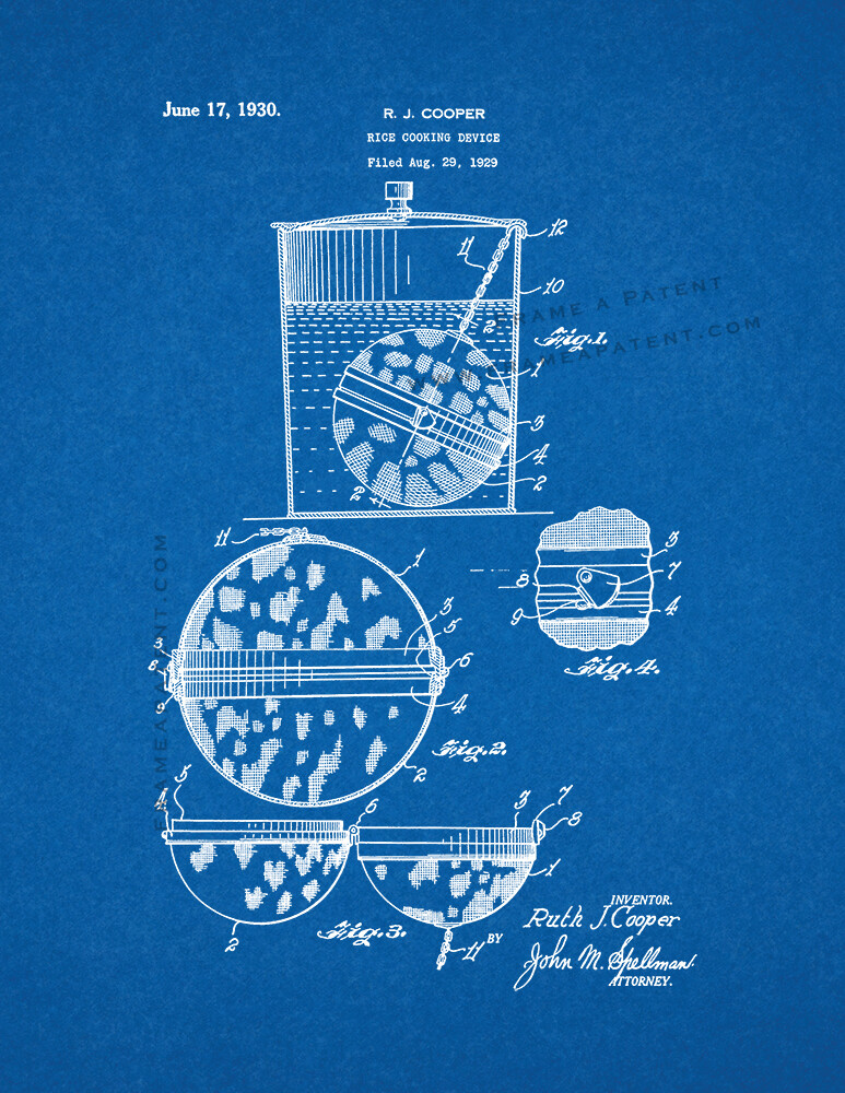 Rice-cooking Device Patent Print Blueprint | eBay