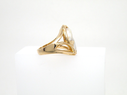 Anillo Oro Amarillo 14k, Genuino Perla Barroca Agua Dulce, Nuevo Talla 7.25 - Imagen 5 de 16