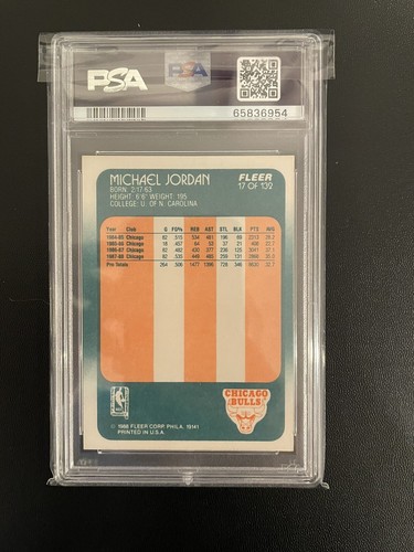 1987 & 1988 Fleer Michael Jordan lot de 3 cartes PSA classé - 88 bases + autocollant 87-88 - Photo 3 sur 7