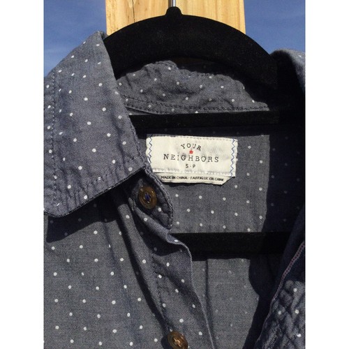 Your Neighbors chambray button up shirt women s sp Polka dot classic preppy work - Bild 4 von 10