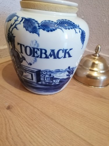 Vaso grande vintage anni '30 nativo blu Delft Zenith Gouda 2154 tabacco con - Foto 7 di 7