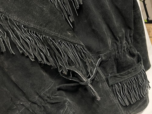 Vintage G4000 schwarze Wildleder Fransen Lederjacke Damen Gr. Large - Bild 3 von 6
