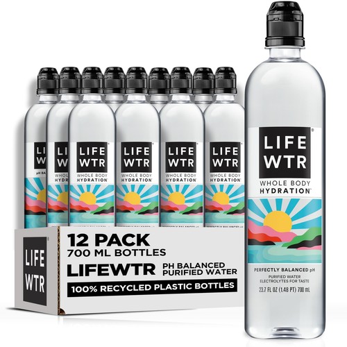 Premium Purified Water, pH Balanced with Electrolytes, 100% recycled plastic