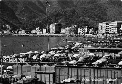 Cartolina Sestri Levante Spiaggia Bagli Stabilimento Sempione 1966