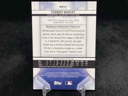 FORREST WHITLEY 2020 BOWMAN STERLING #31 PROSPECT SPECKLE REFRACTOR /99 ASTROS - Picture 2 of 2