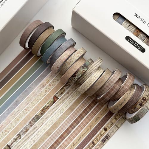 Vintage Washi Tape Set 20 Rolls Rolls Decorative Antique Patterns Masking Tapes - Picture 9 of 13