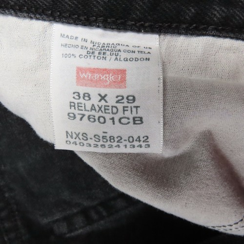 Wrangler Mens Jeans Size 38x29 Relaxed Fit High Rise Dark Wash Black Denim - Picture 4 of 9