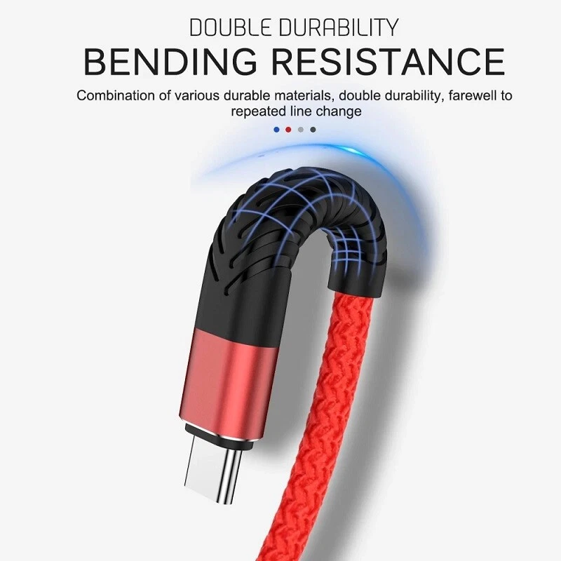 Braided USB Type-C USB-C to USB-A Fast Charge Cable Cord Charger Charging Sync - Image 3 of 4