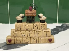 HOME SWEET HOME word block w/ Sheep and house by Suzi