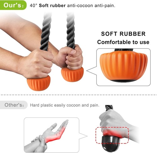 Versatile Home Gym Attachment Set: Tricep Rope, Double D Handle & Straight Bar - Picture 7 of 8