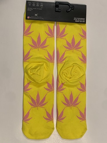 NEU HERREN BEDRUCKTE ODD SOX POT WED LEAF GELB PINK CREW-SOCKEN 6-13 - Bild 2 von 2