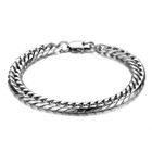 Link Chain Men's Bracelet 8.5 Inch Polished Silver Stainless Steel Flat Curb
