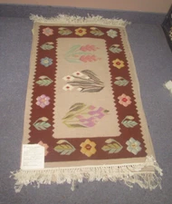  Vintage but New Romanian Transylvanian Hand Woven Wool Kilim 24" x 39" 03