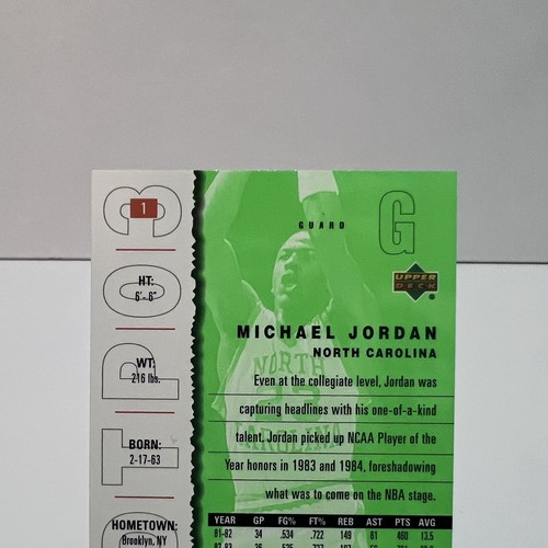 Tarjeta de Michael Jordan UD Top Prospects de Carolina del Norte - Mazo Superior Colegiado 2003 - Imagen 5 de 7