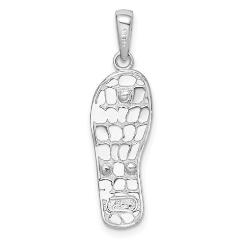 Sterling Silver Rhodium-plated 3D Floral Flip-flop w/14k Straps Pendant - Foto 4 di 4
