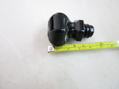 OLD STYLE Black Threaded Glass Cabinet Drawer Knob Sandwich Glass - Picture 5 of 5