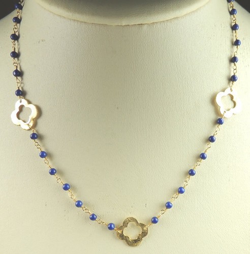 Halskette mit Lapis Hochzeit Brautjungfer Handarbeit Schmuck - Bild 1 von 3