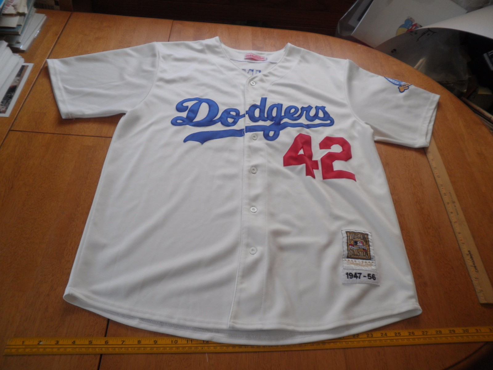 Jackie Robinson Mitchell & Ness Cosido Dodgers Jersey 54 XXL luz uso Jackie Robinson Mitchell & Ness Cosido Dodgers Jersey 54 XXL luz uso