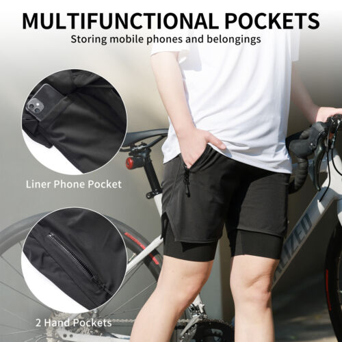WOSAWE 3D Sponge Pad MTB Shorts Sport Breathable Quick Dry Unisex Cycling Shorts - Picture 8 of 13