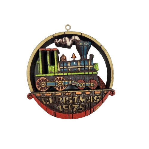 VTG 1975 Hallmark Locomotive Train Ornament Hand-Painted Wooden QX1271 NO BOX - Imagen 2 de 6