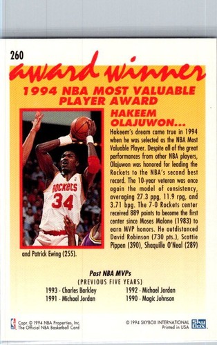 1996 Upper Deck USA #23 Hakeem Olajuwon - Bild 2 von 2