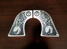 Ivory Custom Ruger Vaquero Blackhawk Grips XR3-RED Frame Howling Wolf Moon