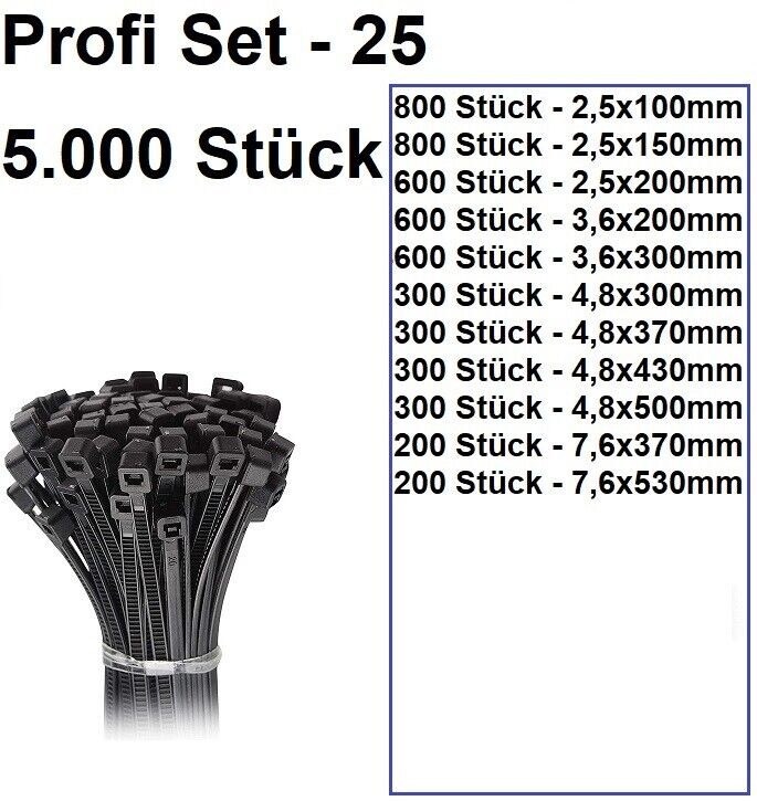 Details zu Profi Kabelbinder Sets Set Schwarz Weiss Grün Größen Mengen Industriequalität Popularität aufstocken