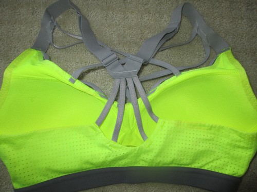 Victorias Secret VSX Seamless Sports Bra Size 32C Workout Blue Bright Yellow - Picture 2 of 2
